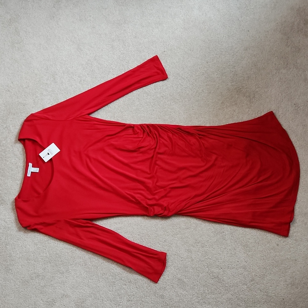 Red MANGO Midi Dress - Cinched @ Waist